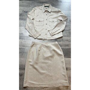 Harve Benard Linen Skirt‎ Suit Womens 10 Beige Jacket Lightweight 2 Pc Outfit